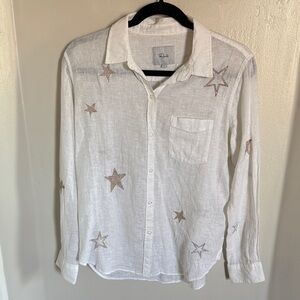 Rails White Shirt with Star Embroidery